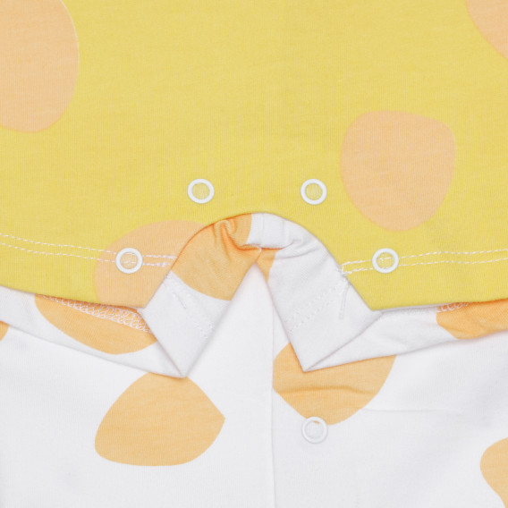 Βαμβακερή κοντή φόρμα με καμηλοπάρδαλη και τίγρη για μωρό σε λευκό και κίτρινο χρώμα Chicco 266357 3