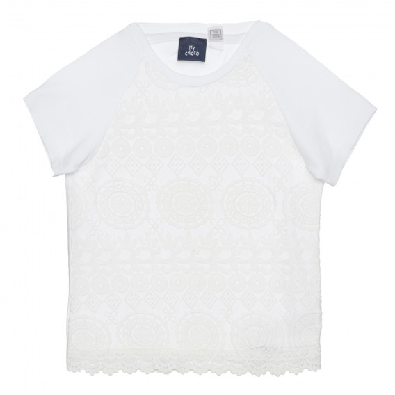 Βαμβακερό μπλουζάκι με κέντημα, λευκό Chicco 266363 