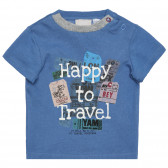 Βαμβακερό μπλουζάκι HAPPY TO TRAVEL για μωρό, μπλε Chicco 266383 