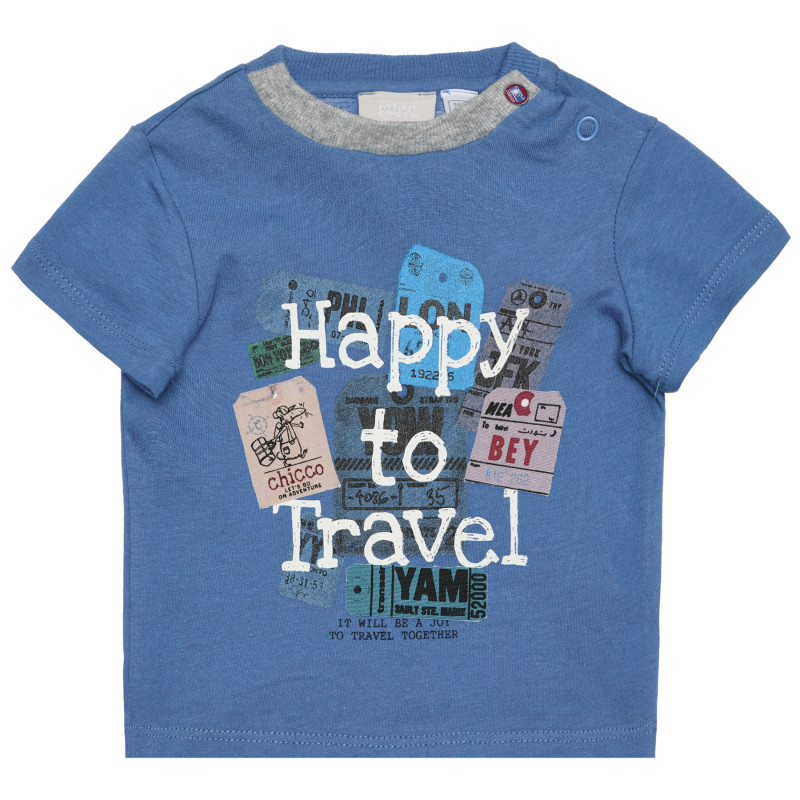 Βαμβακερό μπλουζάκι HAPPY TO TRAVEL για μωρό, μπλε  266383