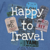 Βαμβακερό μπλουζάκι HAPPY TO TRAVEL για μωρό, μπλε Chicco 266384 2