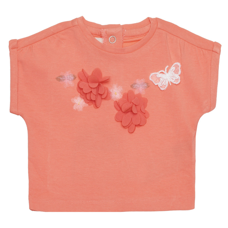 Βαμβακερό μπλουζάκι με πεταλούδα, ροζ  266399