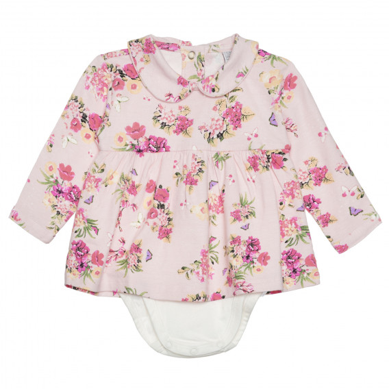 Βαμβακερό κορμάκι με λουλουδάτα μοτίβα για μωρό, ροζ Chicco 266410 