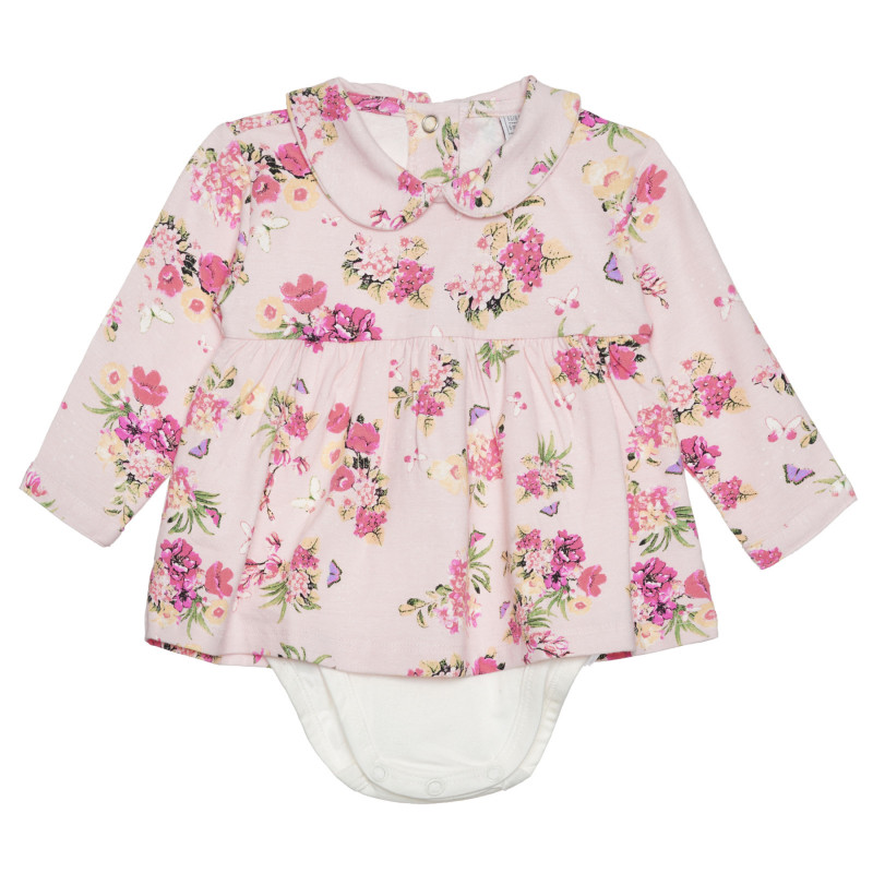 Βαμβακερό κορμάκι με λουλουδάτα μοτίβα για μωρό, ροζ  266410