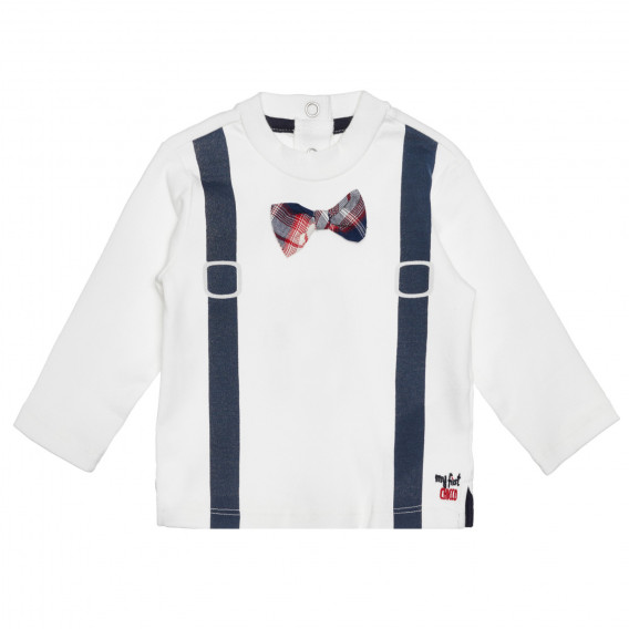 Βαμβακερή μπλούζα με ενδιαφέρον σχέδιο για μωρό, λευκή Chicco 266426 