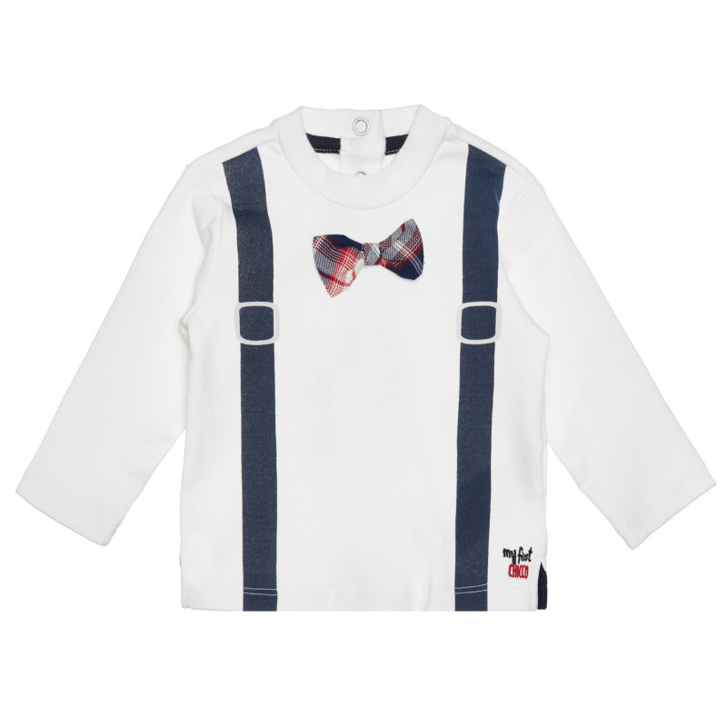 Βαμβακερή μπλούζα με ενδιαφέρον σχέδιο για μωρό, λευκή  266426