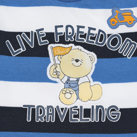 Βαμβακερό ριγέ μπλουζάκι LIVE FREEDOM TRAVELING για μωρά Chicco 266435 2