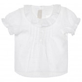 Βαμβακερή μπλούζα με κοντό μανίκι και γιακά για μωρό, λευκή Chicco 266815 