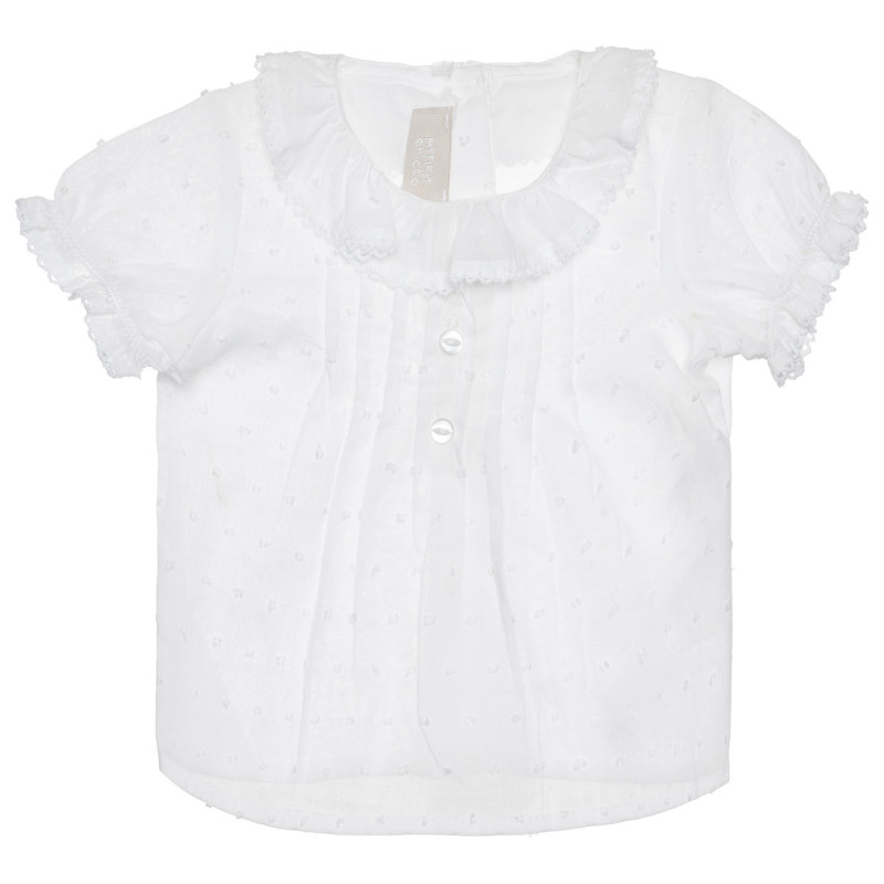 Βαμβακερή μπλούζα με κοντό μανίκι και γιακά για μωρό, λευκή  266815