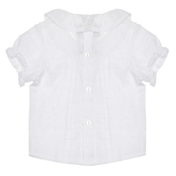 Βαμβακερή μπλούζα με κοντό μανίκι και γιακά για μωρό, λευκή Chicco 266818 4