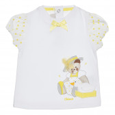 Βαμβακερό μπλουζάκι με μωρό αρκούδα σε λευκό και κίτρινο χρώμα Chicco 266823 