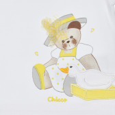 Βαμβακερό μπλουζάκι με μωρό αρκούδα σε λευκό και κίτρινο χρώμα Chicco 266824 2