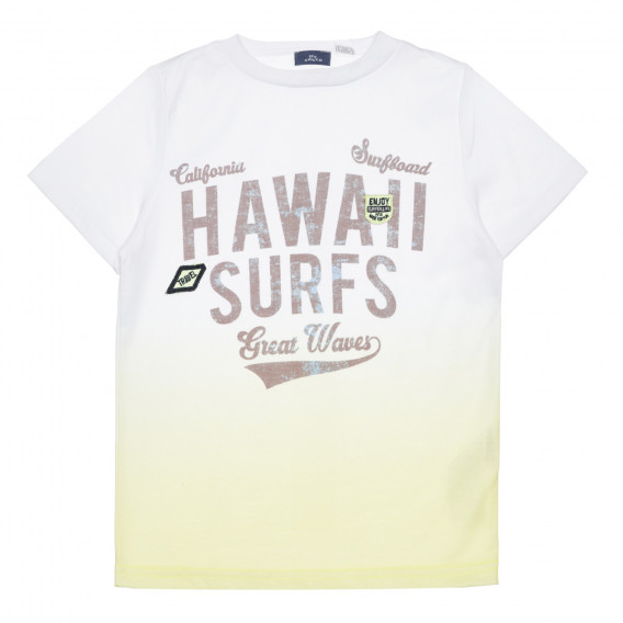 Βαμβακερό μπλουζάκι HAWAII SURFS σε λευκό και πράσινο χρώμα Chicco 266845 