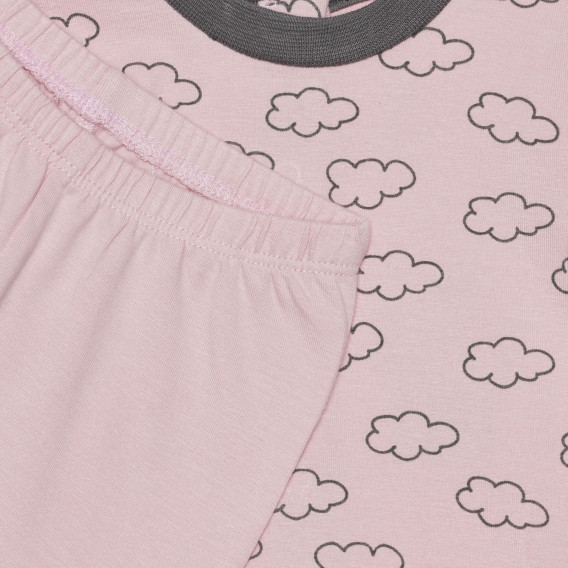 Βαμβακερό σετ δύο τεμαχίων με σύννεφα για μωρό, ροζ Chicco 266867 3