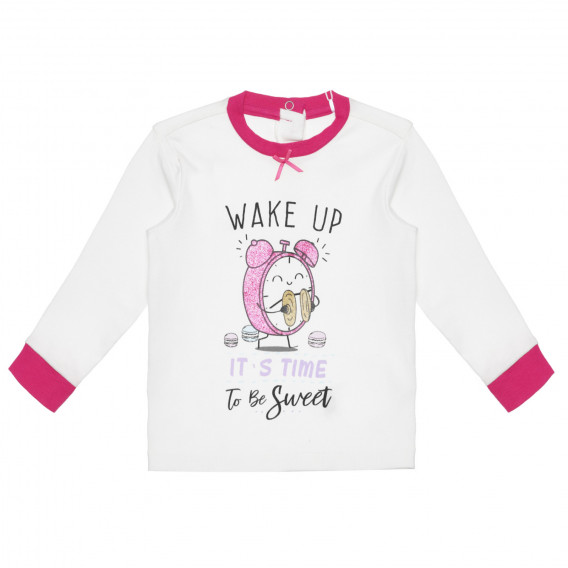 Βαμβακερές πιτζάμες WAKE UP για μωρό σε λευκό και ροζ χρώμα Chicco 266929 2