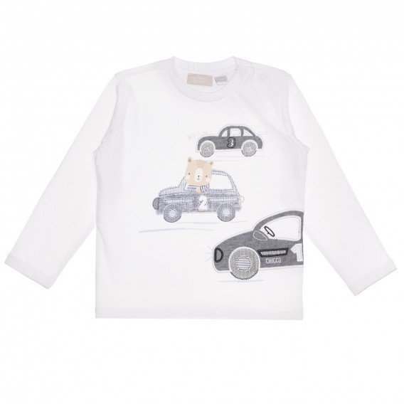 Βαμβακερή μπλούζα CARS για μωρό, λευκή Chicco 267000 