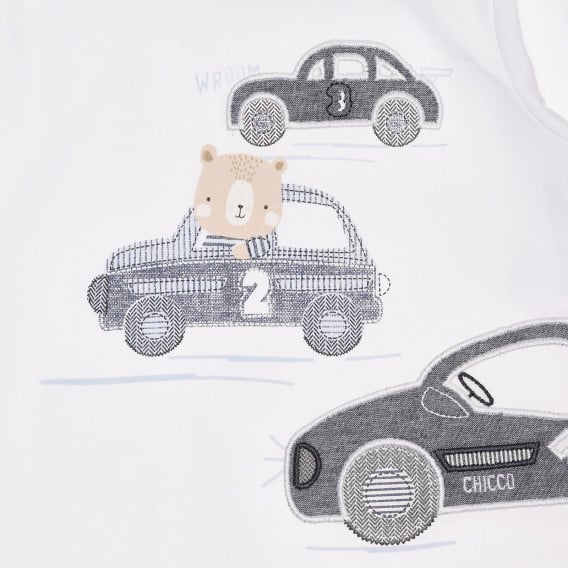 Βαμβακερή μπλούζα CARS για μωρό, λευκή Chicco 267001 2
