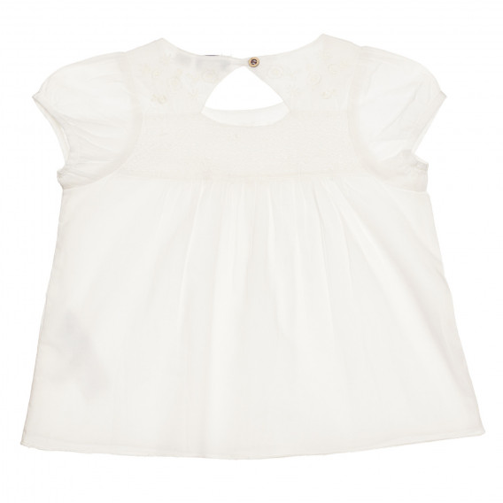 Βαμβακερή μπλούζα με κοντά μανίκια και κέντημα, λευκή Chicco 267055 4