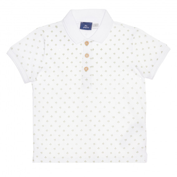 Βαμβακερό μπλουζάκι με floral μοτίβα και γιακά, λευκό Chicco 267056 