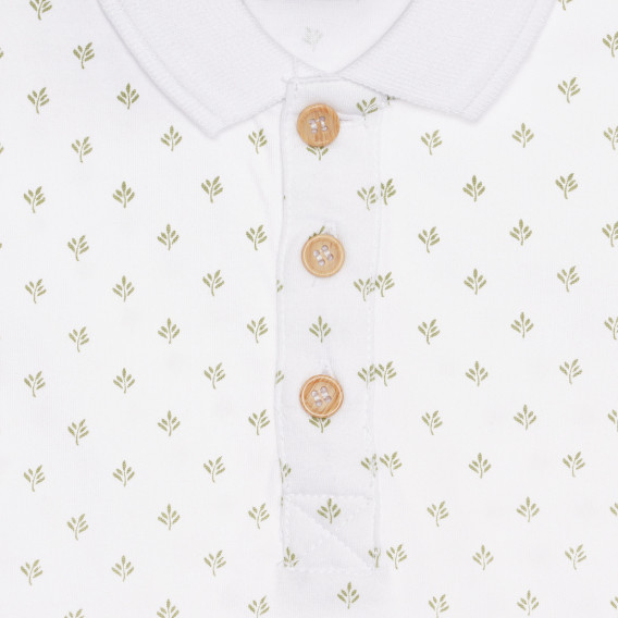 Βαμβακερό μπλουζάκι με floral μοτίβα και γιακά, λευκό Chicco 267057 2