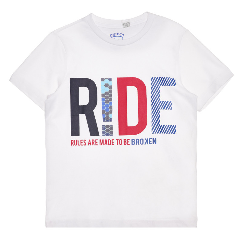 Βαμβακερό μπλουζάκι RIDE, λευκό  267118