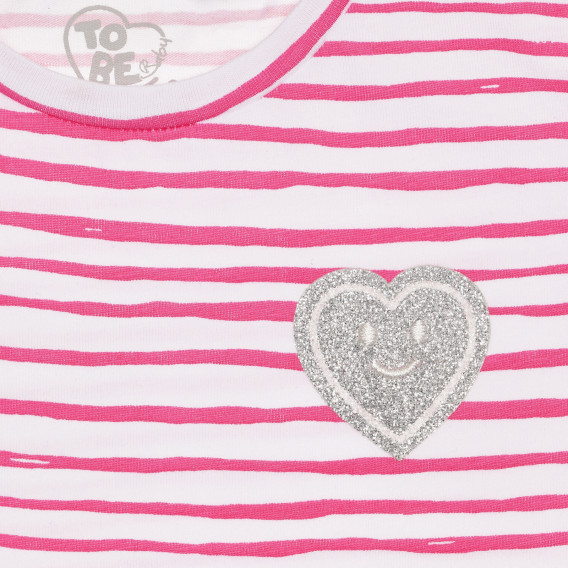 Βαμβακερό ριγέ μπλουζάκι με παιδική καρδιά Chicco 267139 2