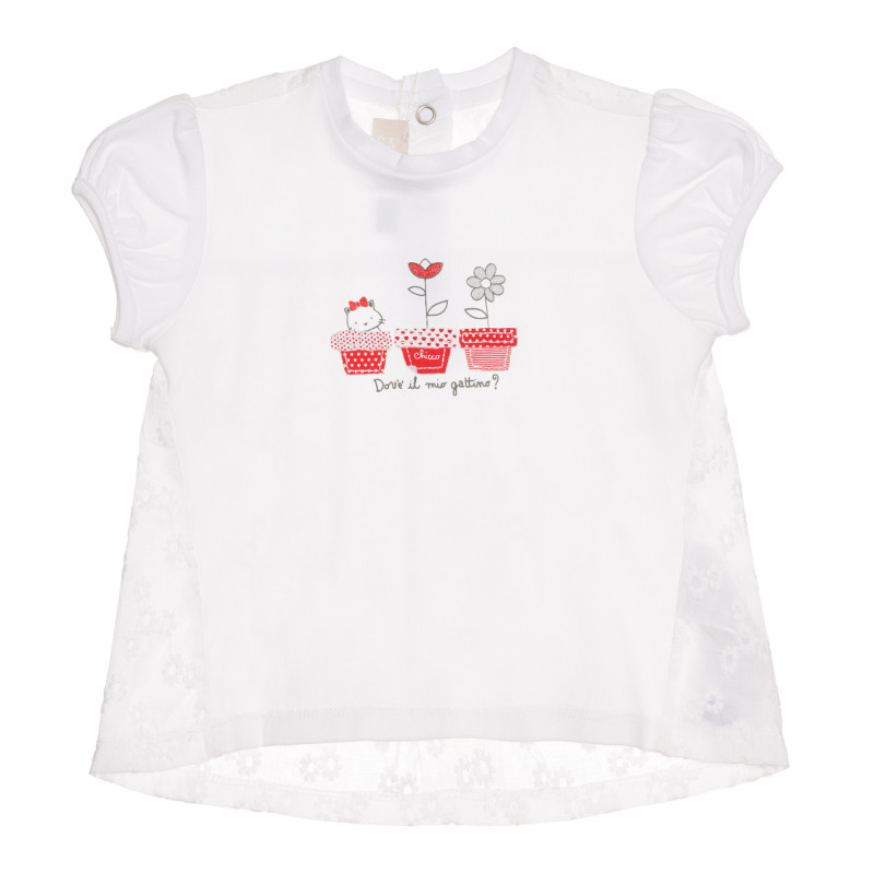 Βαμβακερό μπλουζάκι με διακόσμηση για μωρά, λευκό  267163