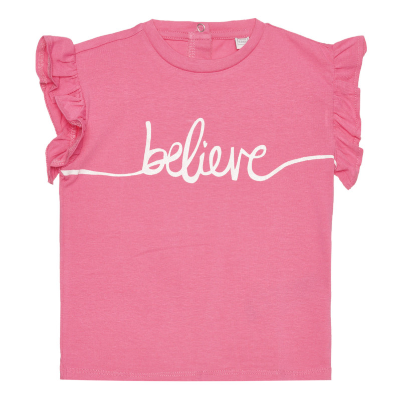 BELIEVE βαμβακερό μπλουζάκι για μωρό, ροζ  267208