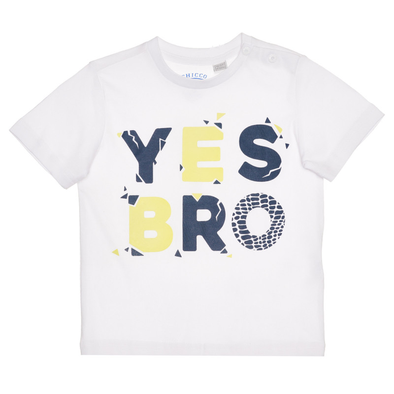 Βαμβακερό μπλουζάκι YES BRO για μωρό, λευκό  267220