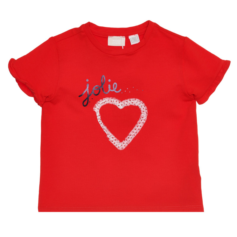 Βαμβακερό μπλουζάκι με παιδική καρδιά, κόκκινο  267833