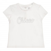 Βαμβακερό μπλουζάκι με το λογότυπο της μάρκας για μωρό, λευκό Chicco 267877 