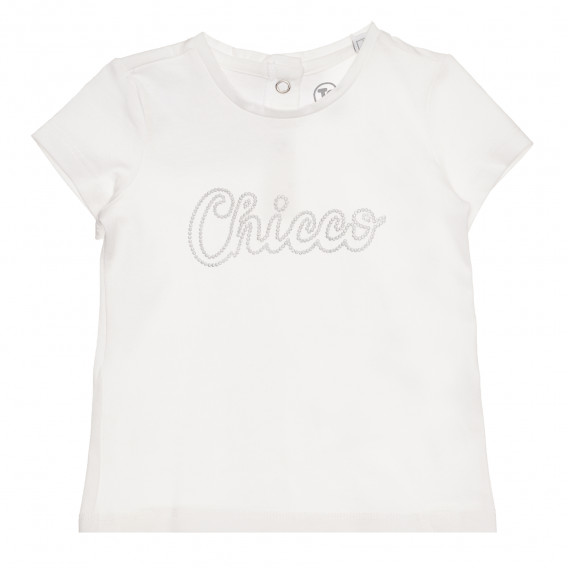 Βαμβακερό μπλουζάκι με το λογότυπο της μάρκας για μωρό, λευκό Chicco 267877 
