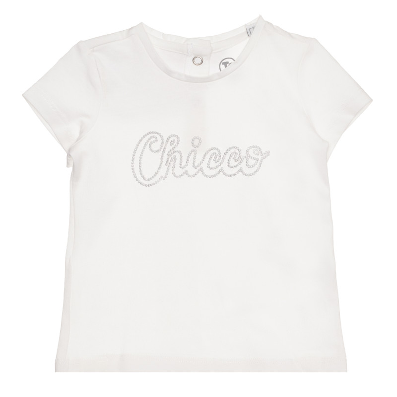 Βαμβακερό μπλουζάκι με το λογότυπο της μάρκας για μωρό, λευκό  267877