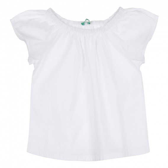 Βαμβακερή μπλούζα με κοντά μανίκια, λευκή Benetton 268065 