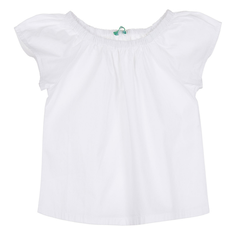 Βαμβακερή μπλούζα με κοντά μανίκια, λευκή  268065