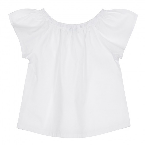 Βαμβακερή μπλούζα με κοντά μανίκια, λευκή Benetton 268067 3