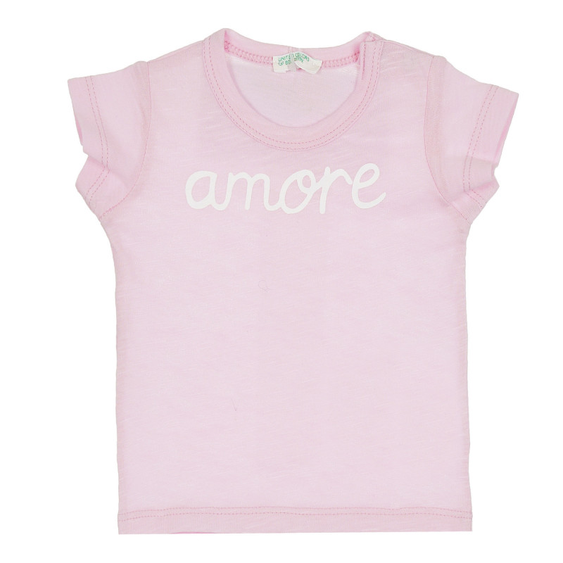 Βαμβακερό μπλουζάκι με την επιγραφή Amore για μωρό, ροζ  268068