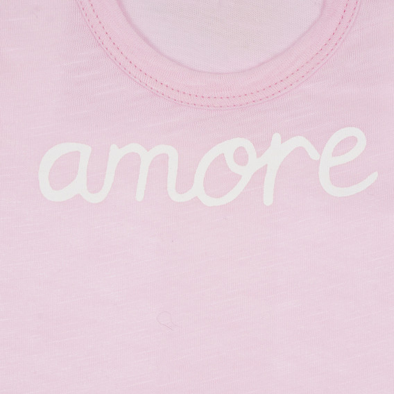 Βαμβακερό μπλουζάκι με την επιγραφή Amore για μωρό, ροζ Benetton 268069 2