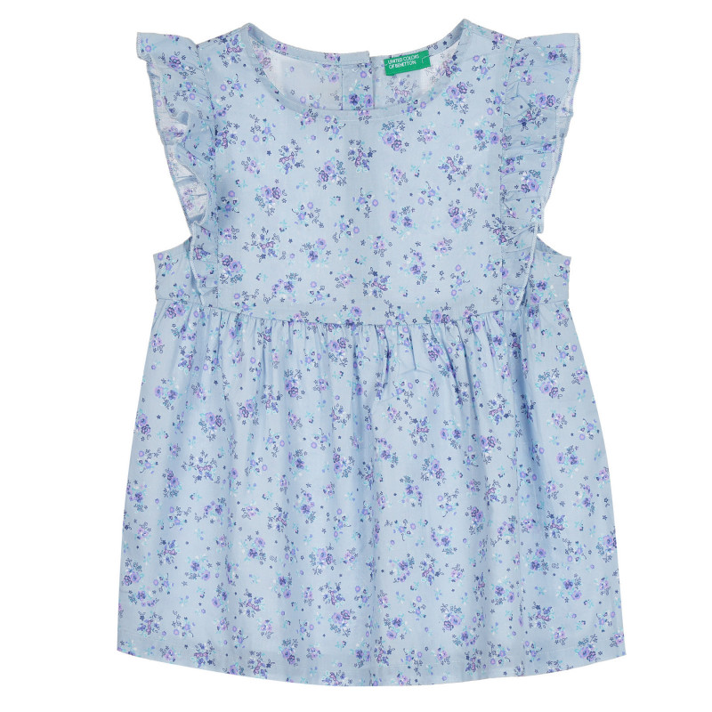 Βαμβακερή μπλούζα με floral print, μπλε  268084