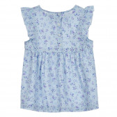 Βαμβακερή μπλούζα με floral print, μπλε Benetton 268087 4
