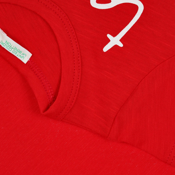 Βαμβακερό μπλουζάκι για μωρό, κόκκινο Benetton 268100 3