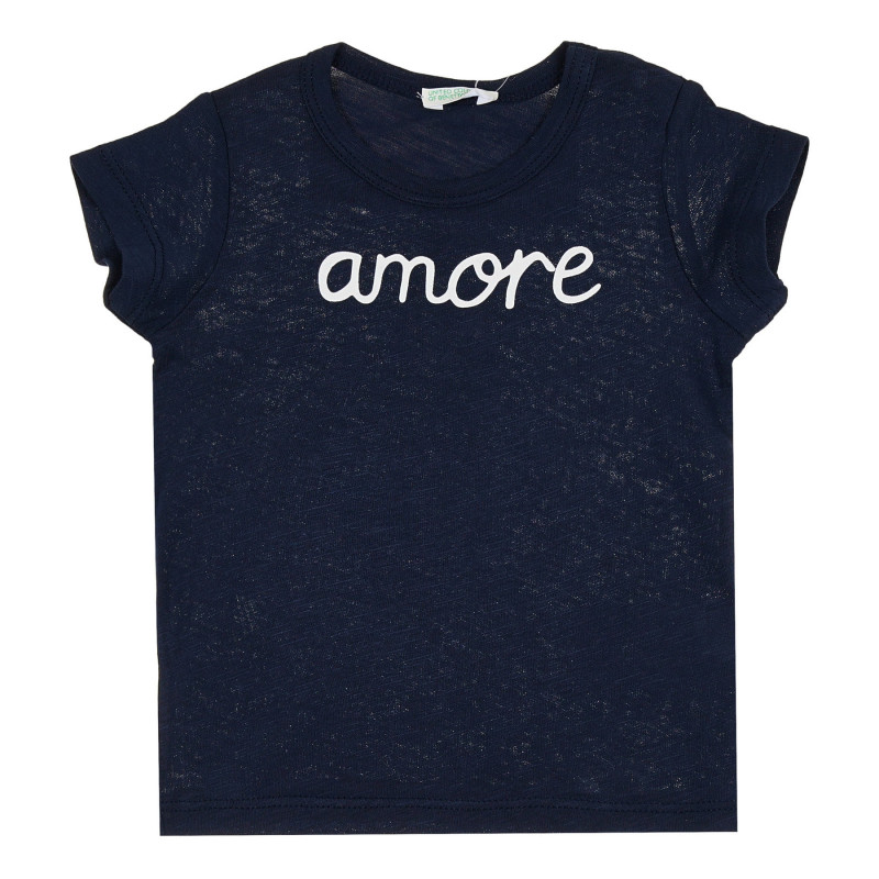 Βαμβακερό μπλουζάκι με την επιγραφή Amore για μωρό, σκούρο μπλε  268110