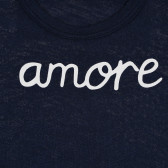 Βαμβακερό μπλουζάκι με την επιγραφή Amore για μωρό, σκούρο μπλε Benetton 268111 2