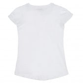 Βαμβακερό μπλουζάκι με επιγραφή και παγιέτες, λευκό Benetton 268136 4