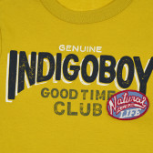 Βαμβακερό μπλουζάκι με την επιγραφή Indigo boy για μωρό, κίτρινο Benetton 268151 2