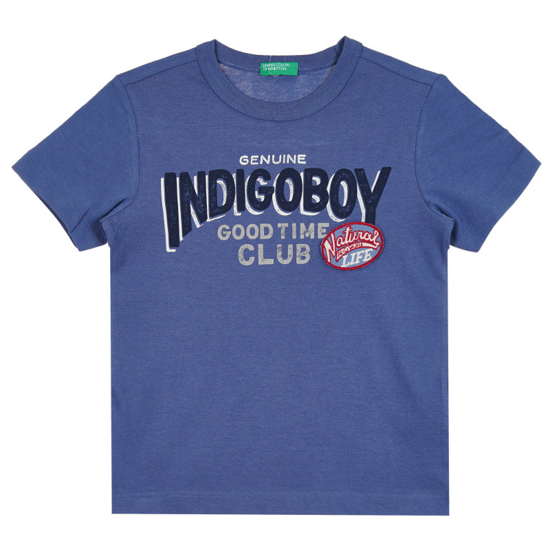 Βαμβακερό μπλουζάκι με την επιγραφή Indigo boy for baby, μπλε  268154
