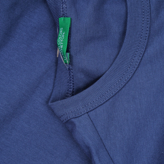 Βαμβακερό μπλουζάκι με την επιγραφή Indigo boy for baby, μπλε Benetton 268156 3
