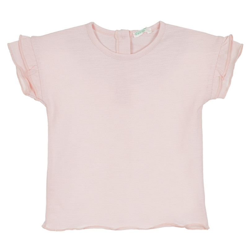 Βαμβακερό μπλουζάκι με μπούκλες, ανοιχτό ροζ  268158