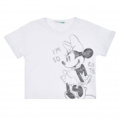Βαμβακερό μπλουζάκι με εκτύπωση Minnie Mouse για μωρό, λευκό Benetton 268166 
