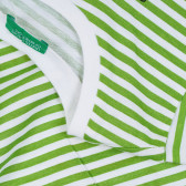 Μπλουζάκι σε πράσινες και λευκές ρίγες με βρεφική απλικέ Benetton 268176 3
